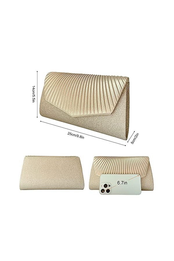 Fiotha Sac à Main de Soirée Etincelant Pour Soirée,Pochette Soiree,Femme de Style Enveloppe,Pochette de Mariage Paillettes,Po