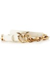 Pinko Love Day Macro Chain H2 Belt V Ceinture, Z14Q_Bianco SETA-Antique Gold, M Femme