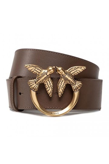 Pinko Minimus H4 Belt Vitello Seta Ceinture, L66q_Vert Kaki-Antique Gold, M Femme