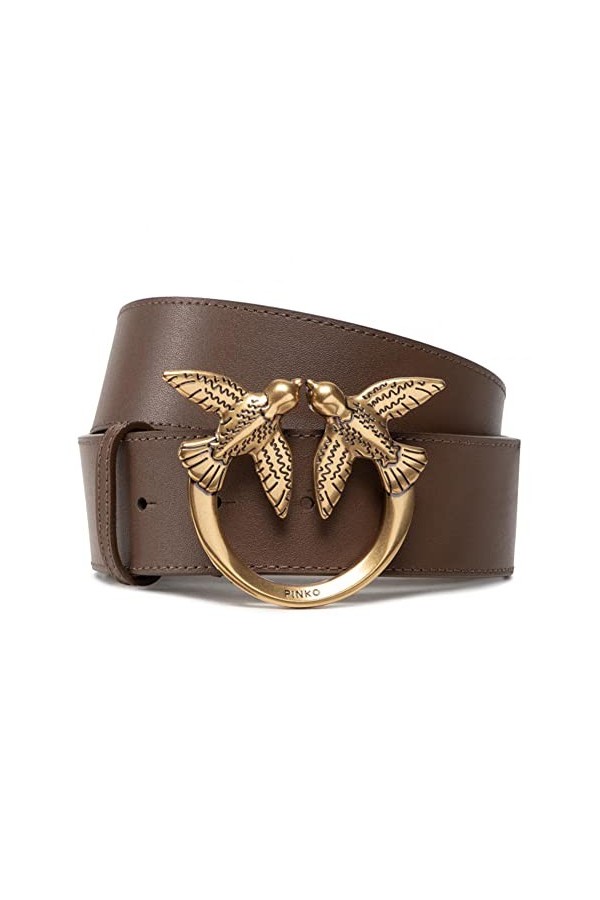 Pinko Minimus H4 Belt Vitello Seta Ceinture, L66q_Vert Kaki-Antique Gold, M Femme