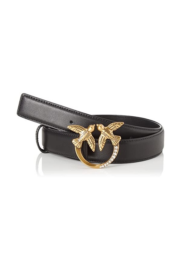 Pinko Love Berry H3 Belt VIT.Soie Je Ceinture, Z99q_Noir-Antique Gold, S Femme