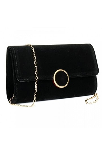 Milky Way Sac à main élégant en daim pour femme avec chaîne amovible pour mariage, Noir , Taille unique