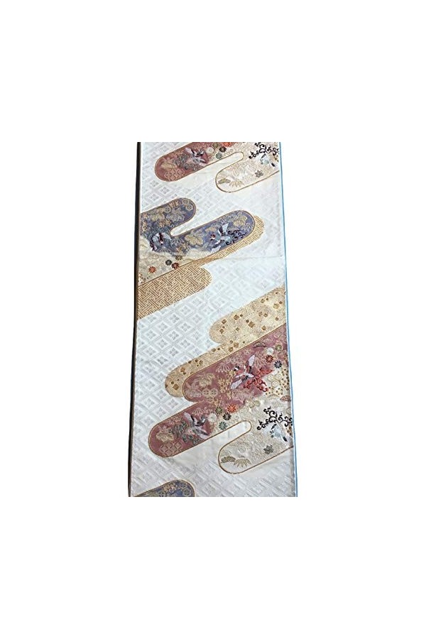 Obi ceinture traditionnelle de kimono pour la décoration dintérieur avec le motif"唐花" fleurs imaginaires 