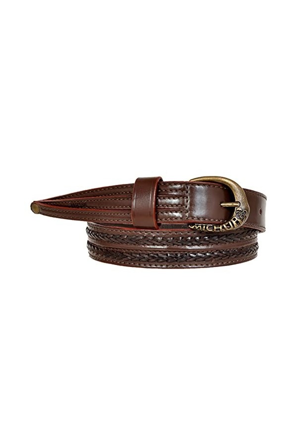 MICHUR Maria Ceinture en cuir marron pour femme, ceinture en cuir pour femme, ceinture en cuir, de couleur marron avec bords