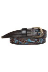 Ceinture en cuir MICHUR Luis pour femme, ceinture en cuir pour femme, ceinture en cuir, marron avec des accents bleus et un b