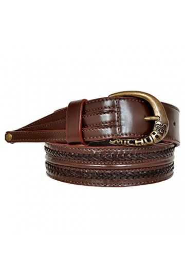 MICHUR Maria Ceinture en cuir marron pour hommes, ceinture en cuir pour hommes, ceinture en cuir, de couleur marron avec bord
