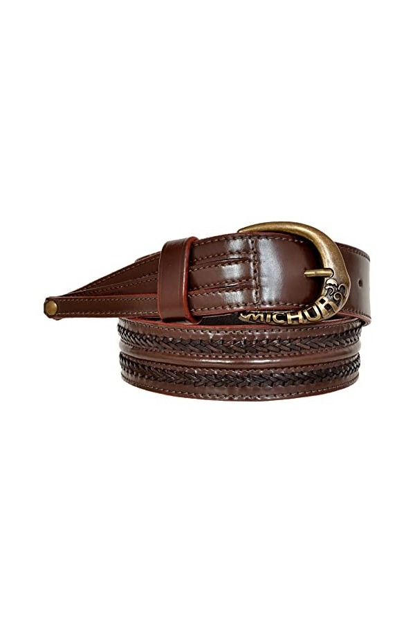 MICHUR Maria Ceinture en cuir marron pour hommes, ceinture en cuir pour hommes, ceinture en cuir, de couleur marron avec bord