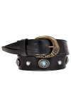 Ceinture en cuir MICHUR Alonzo pour homme, ceinture en cuir pour homme, ceinture en cuir, noir avec pierres bleues et rivets 