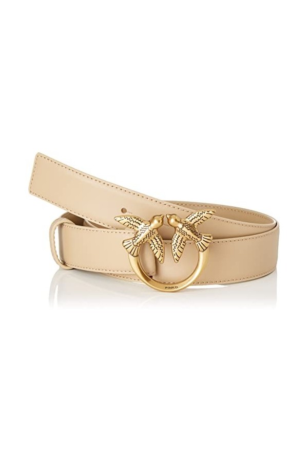 Pinko Love Berry H3 Belt Vello Set Ceinture, D28q_Beige Safari-Antique Gold, M Femme