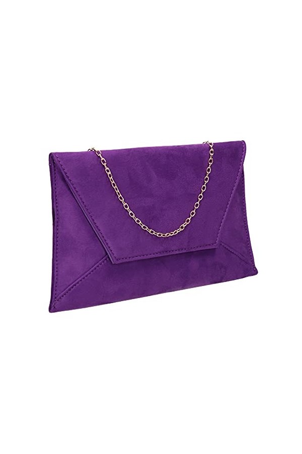SWANKYSWANS Dory Pochette fine en suédine pour fête, bal de fin dannée, mariage, violet, Taille unique