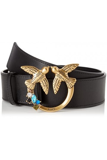 Pinko Love Berry H4 Belt VIT.Soie Je Ceinture, Z99q_Noir-Antique Gold, S Femme