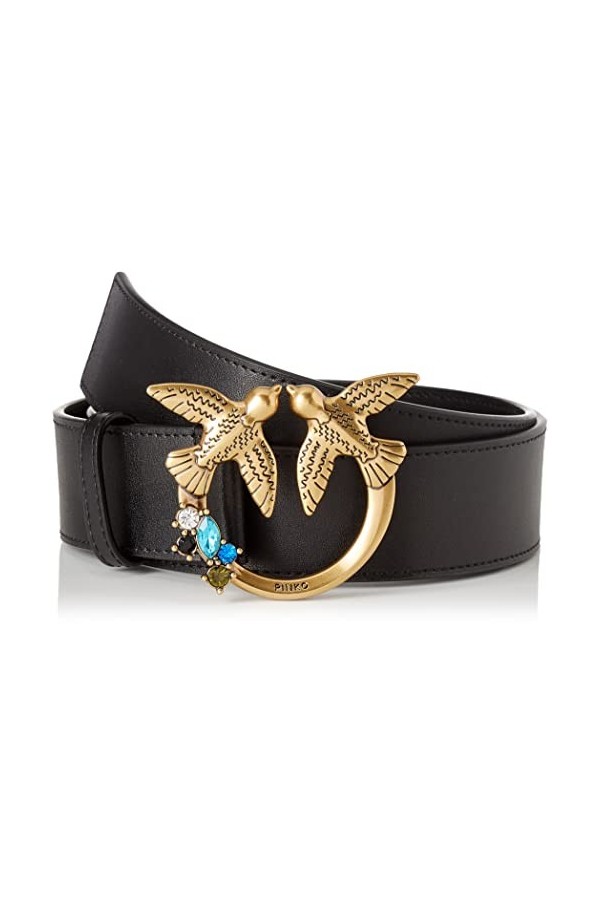 Pinko Love Berry H4 Belt VIT.Soie Je Ceinture, Z99q_Noir-Antique Gold, S Femme