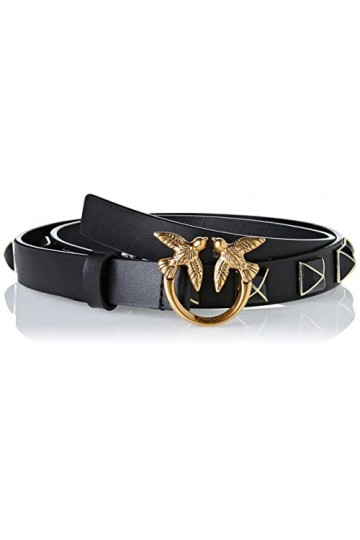 Pinko Love Berry H2 Belt Vitello Set Ceinture, Z99q_Noir-Antique Gold, L Femme