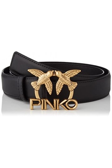 Pinko Love Aster Simply Belt H3 VIT. Ceinture, Z99q_Noir-Antique Gold, XS Femme