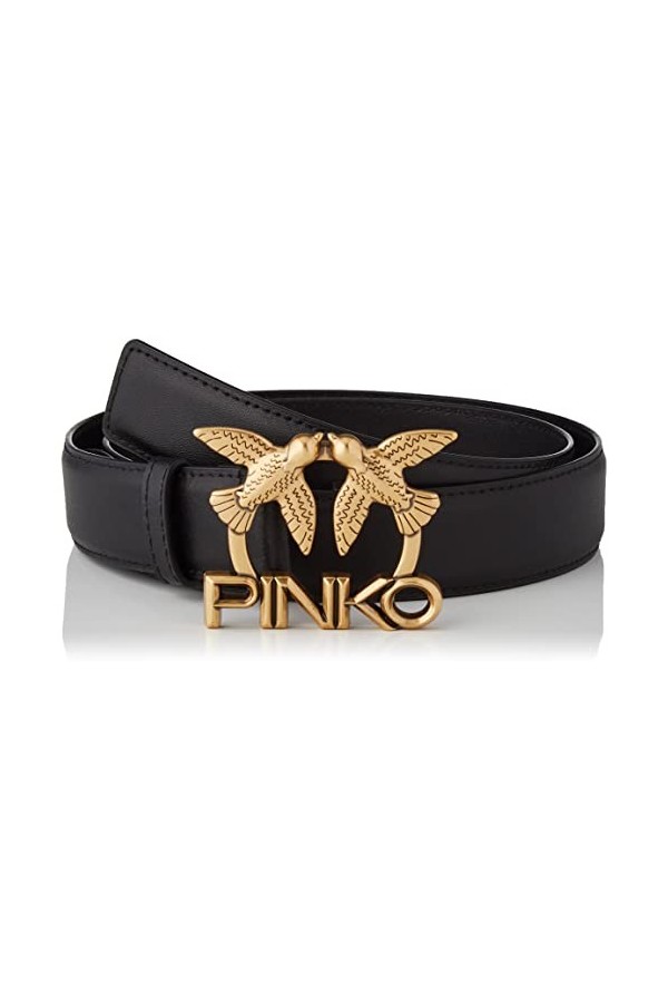 Pinko Love Aster Simply Belt H3 VIT. Ceinture, Z99q_Noir-Antique Gold, XS Femme
