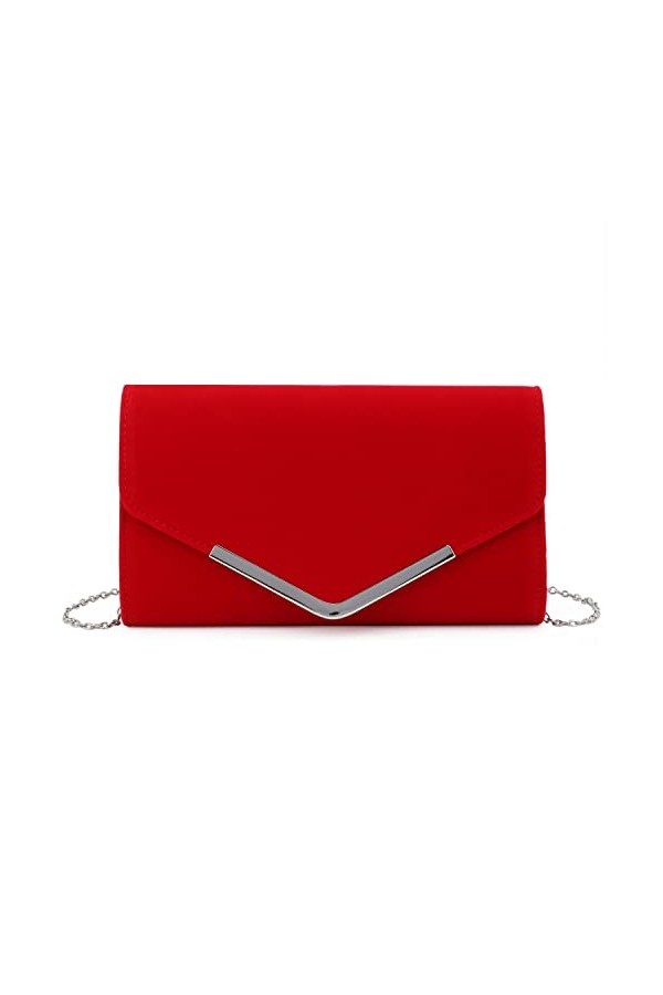EVEOUT Pochettes et clutches pour Femmes Pochette de soirée en velours Sac à main enveloppe avec chaîne Bourse pour Banquet F