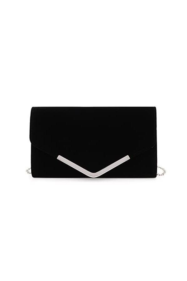 EVEOUT Pochettes et clutches pour Femmes Pochette de soirée en velours Sac à main enveloppe avec chaîne Bourse pour Banquet F