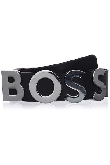 BOSS Femmes Bold Belt 3,5cm Ceinture en cuir italien avec boucle logo