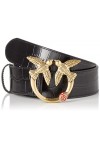 Pinko Love Croco H4 Belt Cuir St. C Ceinture, Z99q_Noir-Antique Gold, XS Femme
