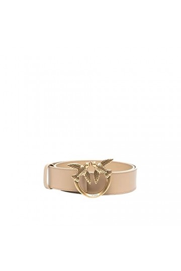 Pinko Love Berry H4 Belt Veau Set Ceinture, D28q_Beige Safari-Antique Gold, XS Femme
