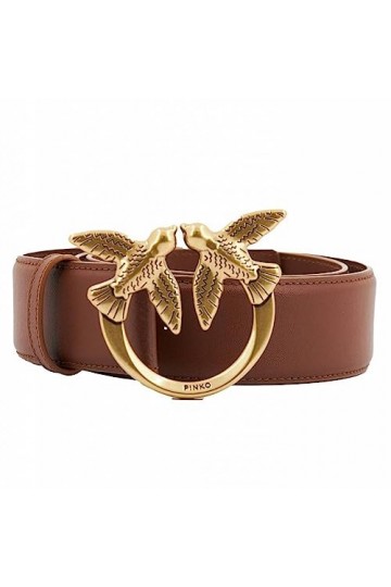 Pinko Love Berry H4 Belt Veau Set Ceinture, D28q_Beige Safari-Antique Gold, XS Femme