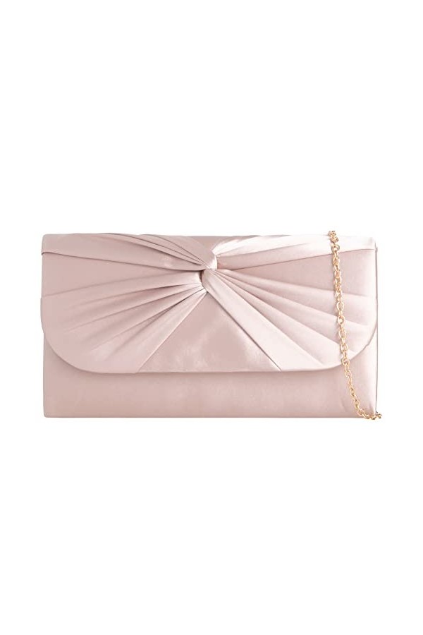 Sac à main en satin plissé pour mariage, bal de fin dannée, soirée, ivoire, medium
