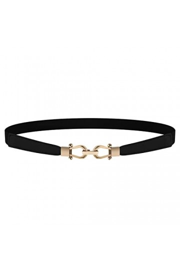 Giantree Ceinture Extensible pour Femme, Ceinture Maigre Réglable pour Femme Ceinture en Cuir Boucle en Métal Doré Ceinture M