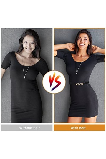 Giantree Ceinture Extensible pour Femme, Ceinture Maigre Réglable pour Femme Ceinture en Cuir Boucle en Métal Doré Ceinture M