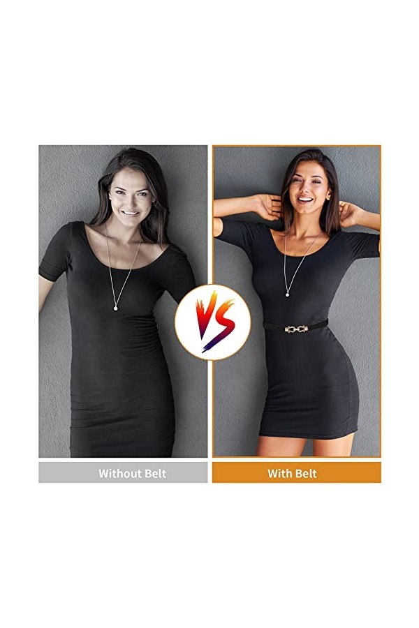 Giantree Ceinture Extensible pour Femme, Ceinture Maigre Réglable pour Femme Ceinture en Cuir Boucle en Métal Doré Ceinture M