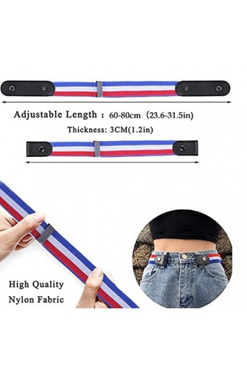 GHEART Ceinture Sans Boucle, Ceinture Élastique Invisible, Ceinture Ajustable Sans Boucle, pour Jeans Pantalons Jupes-Elastiq