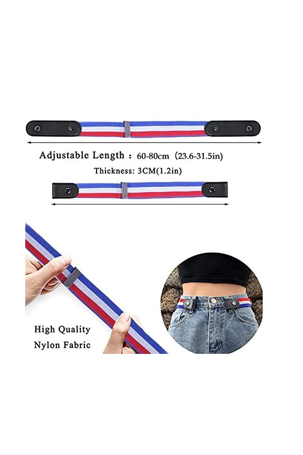 GHEART Ceinture Sans Boucle, Ceinture Élastique Invisible, Ceinture Ajustable Sans Boucle, pour Jeans Pantalons Jupes-Elastiq