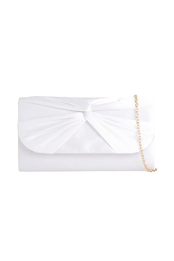 Sac à main en satin plissé pour mariage, bal de fin dannée, soirée, ivoire, medium