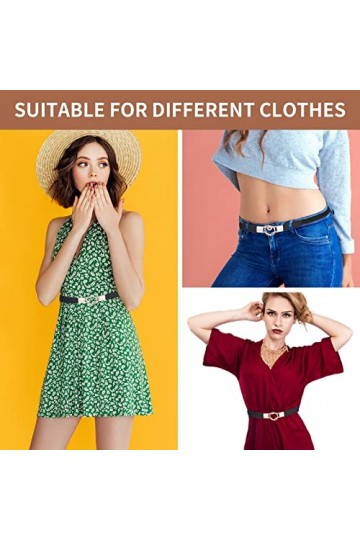 Cobee Ceintures fines pour femmes, ceinture extensible rétro tendance avec boucle dorée, ceintures élastiques noires réglable