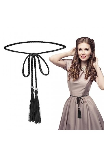 TIESOME Ceinture à pompon pour femme, robe tressée, ceinture skinny tressée, bowknot taille, ceinture fine, pour femme, ceint