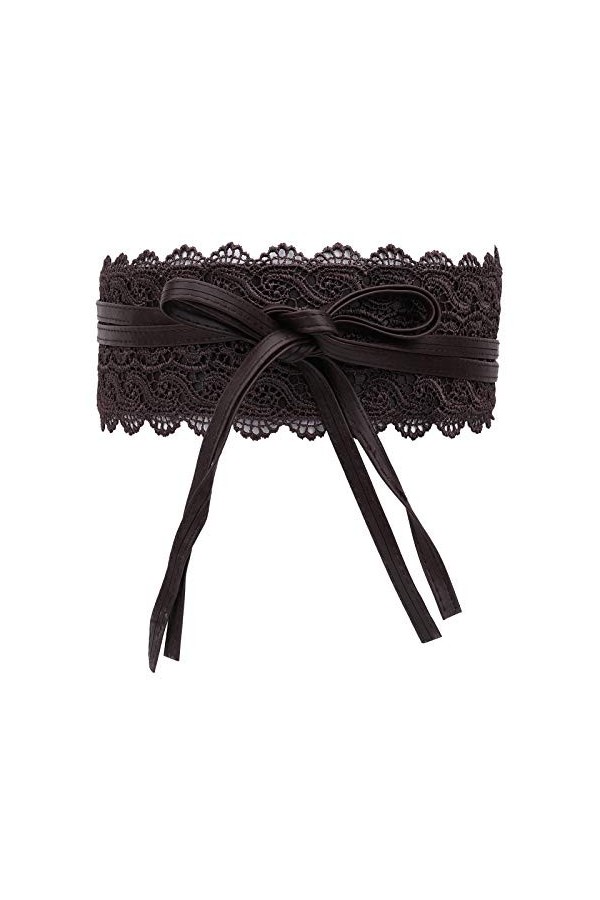 WedDecor Obi Ceinture pour femme à nouer soi-même en cuir synthétique souple et dentelle au crochet 100 mm de large, ceinture