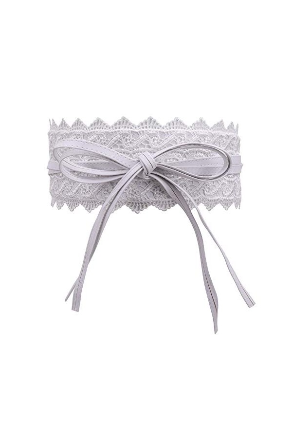 WedDecor Obi Ceinture pour femme à nouer soi-même en cuir synthétique souple et dentelle au crochet 100 mm de large, ceinture