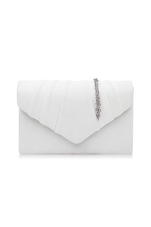 Milisente Femme Pochettes Sac de soirée plissé en velours Enveloppe Porte-monnaie blanc 