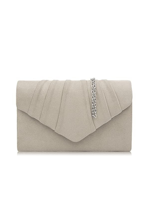 Milisente Femme Pochettes Sac de soirée plissé en velours Enveloppe Porte-monnaie blanc 