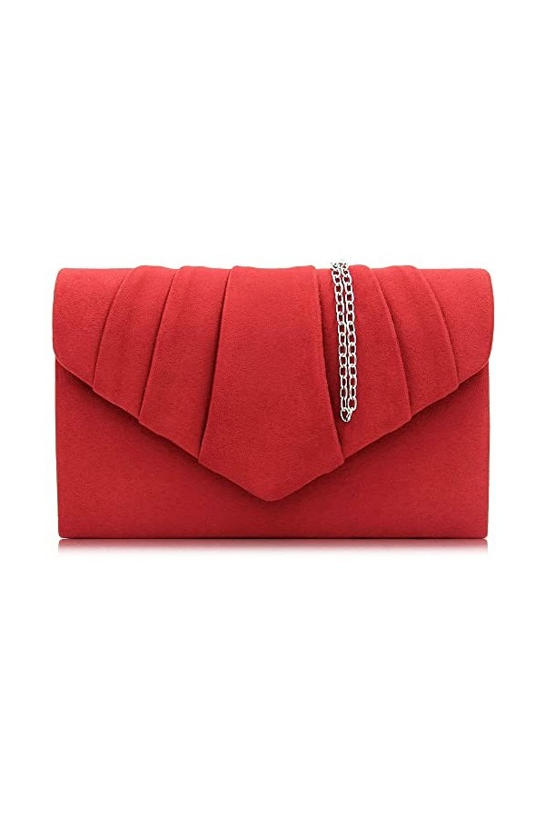 Milisente Femme Pochettes Sac de soirée plissé en velours Enveloppe Porte-monnaie blanc 