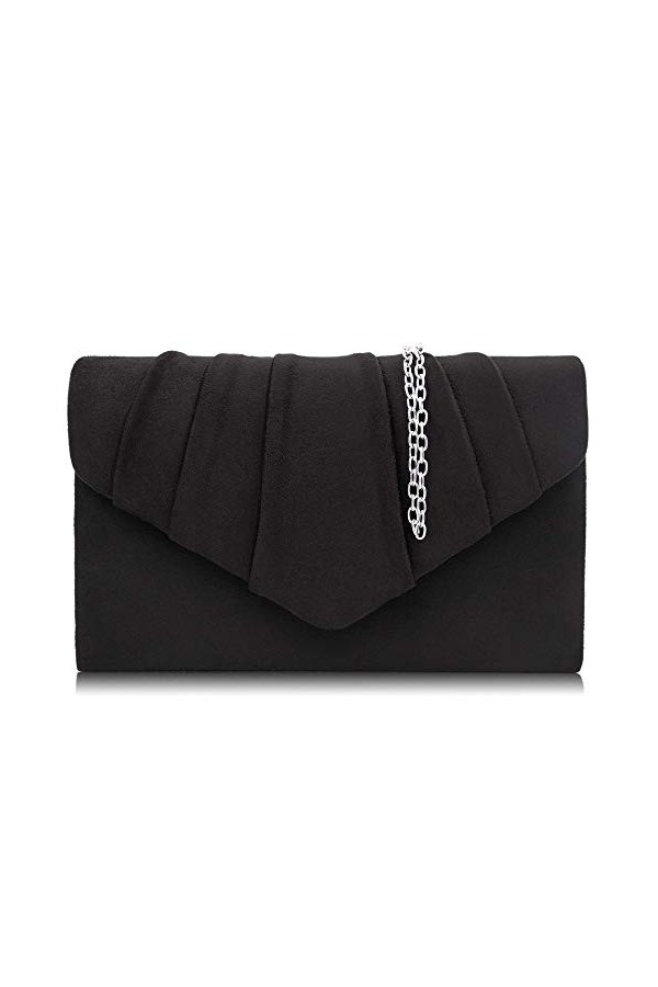 Milisente Femme Pochettes Sac de soirée plissé en velours Enveloppe Porte-monnaie blanc 