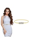 Cobee Ceinture élastique fine en métal doré pour femme avec chaîne en métal fin et strass avec strass