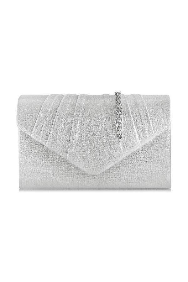 Milisente Femme Pochettes Sac de soirée plissé en velours Enveloppe Porte-monnaie blanc 