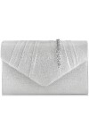 Milisente Femme Pochettes Sac de soirée plissé en velours Enveloppe Porte-monnaie blanc 