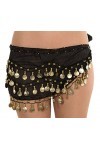 Ceinture pour danse du ventre avec 3 rangées de 128 pièces de monnaie, en mousseline de soie, par The Turkish Emporium - - ta
