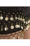 Ceinture pour danse du ventre avec 3 rangées de 128 pièces de monnaie, en mousseline de soie, par The Turkish Emporium - - ta