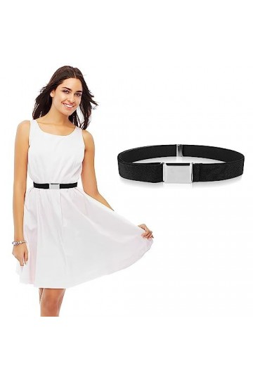 Giantree Ceinture invisible pour femme - Ceinture élastique réglable - Avec boucle plate - Pour jeans, pantalons, robes, Noir