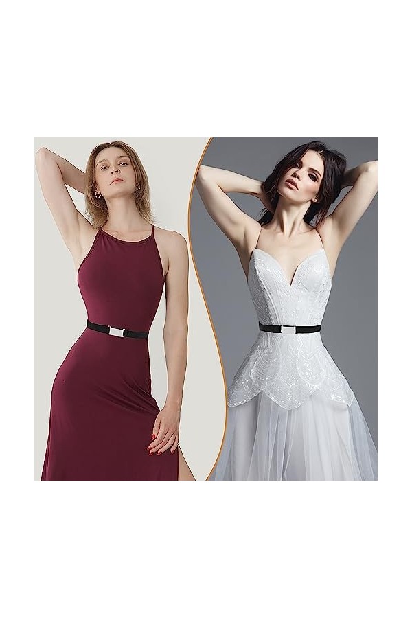 Giantree Ceinture invisible pour femme - Ceinture élastique réglable - Avec boucle plate - Pour jeans, pantalons, robes, Noir