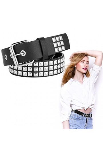 WLLHYF Ceinture cloutée en métal Punk Rock Rivet pour femme et homme Noir Punk Ceinture gothique Accessoires de ceinture Noir