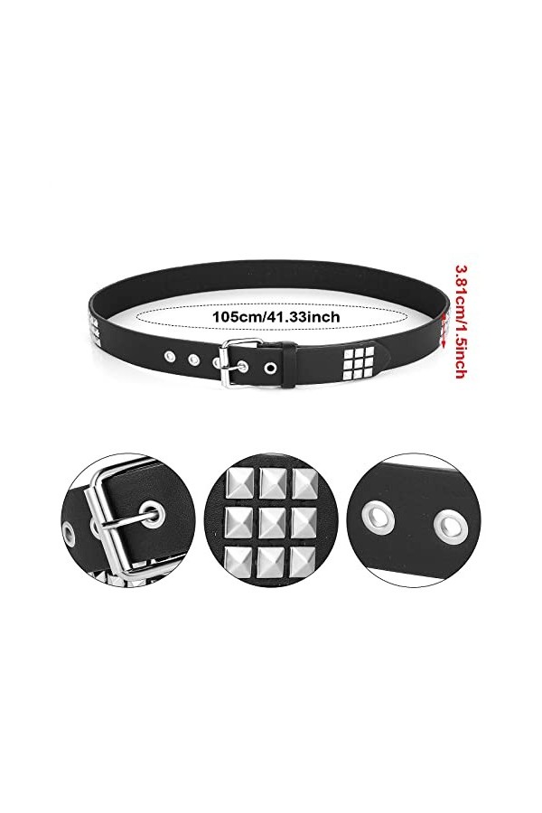 WLLHYF Ceinture cloutée en métal Punk Rock Rivet pour femme et homme Noir Punk Ceinture gothique Accessoires de ceinture Noir