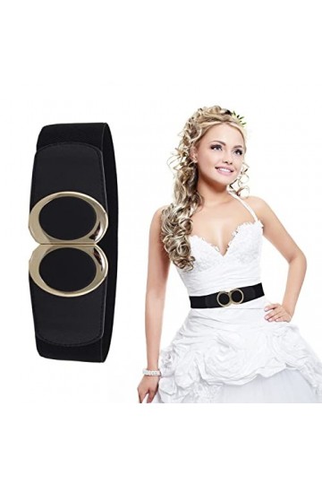 60mm Taille Élastique Ceinture pour les Dames - Simple Minimaliste Circulaire Brillant Boucle Ceinture 489 Modèle - Large et 